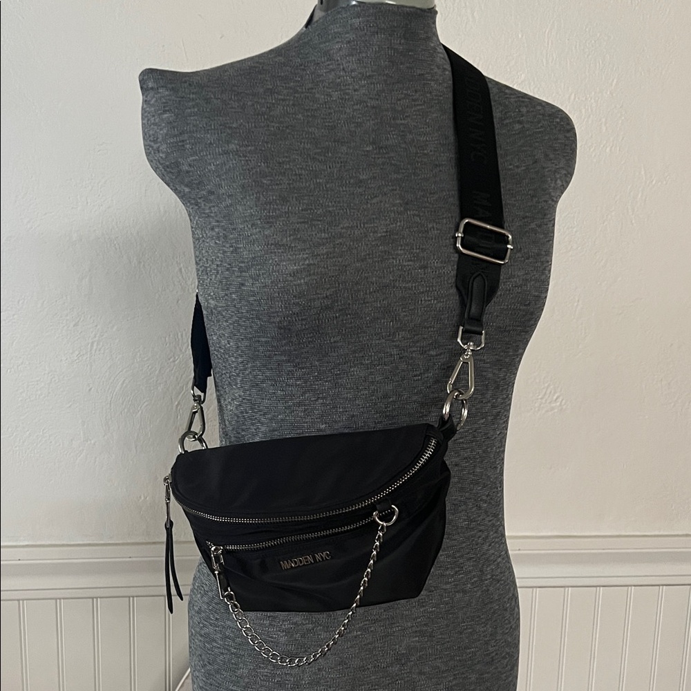 Madden NYC Black Crossbody Bag with Chain
